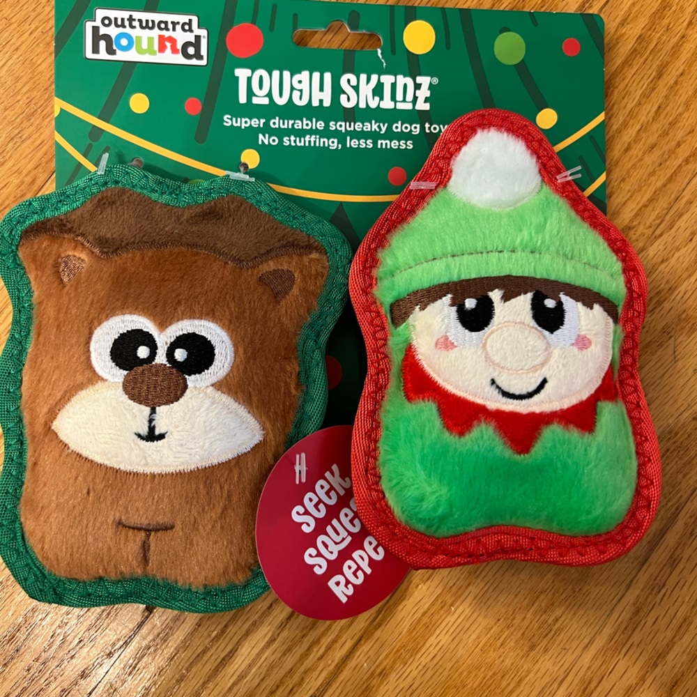 Outward Hound Tough Skinz elf and reindeer Dog Toys